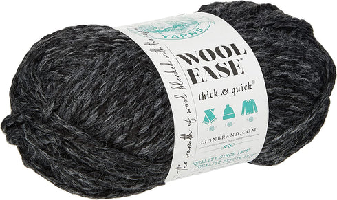 Lion  640-149 Wool-Ease Thick & Quick Yarn , 97 Meters, Charcoal